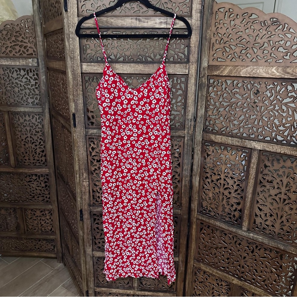 Reformation Red Floral Midi Slip Dress - Picture 2 of 4